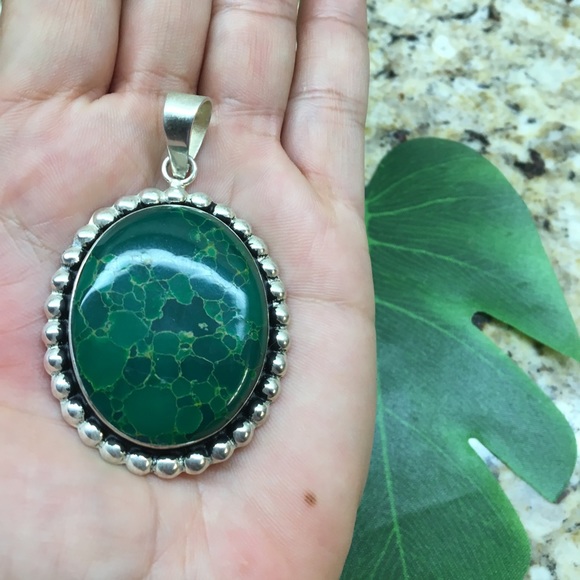 Sale ππΊ NWOT Green Turquoise Sterling Silver Pendant! - Picture 4 of 5